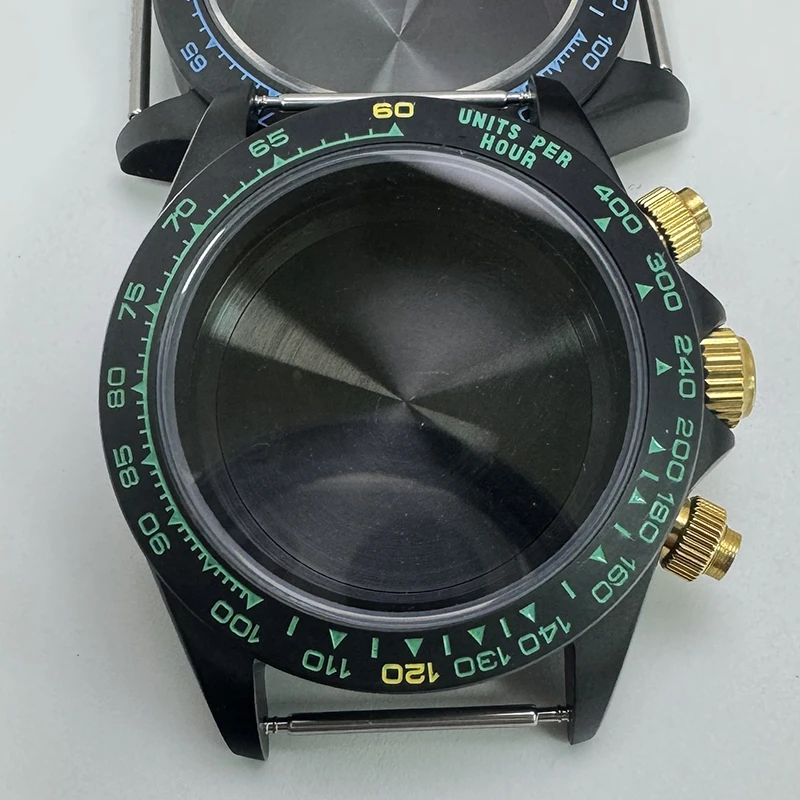 316L Edelstahl 39mm VK63 Schwarzes Uhrengehäuse Saphirglas Keramik/Stahl Lünette Passend für VK63 Quarzwerk Uhrenzubehör – Detail 15