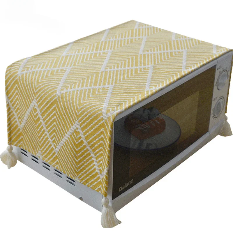 Microwave Oven Oven Cotton Linen Cover Cloth Simple Modern Refrigerator Dust Cover Cover Nordic Style Washing Machine Mat