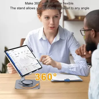 360 ° حامل كمبيوتر محمول قابل للدوران لسطح المكتب قابل للطي من الألومنيوم لأجهزة iPad Macbook RedmiBook Galaxy Tab Book Laptop - Image 4
