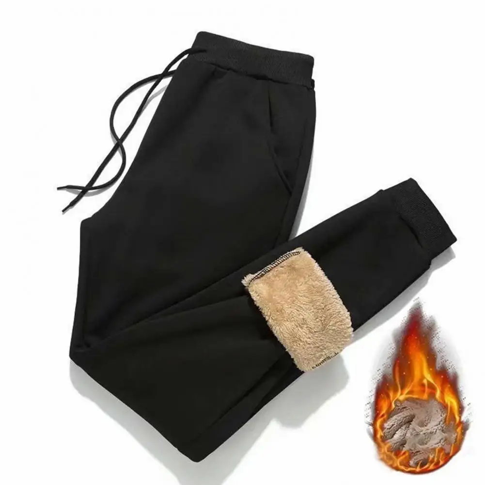 

Men Fleece-lined Cotton Pants Thickened White Duck Down Padded Thermal Sweatpants with Elastic Waist for Men for Autumn