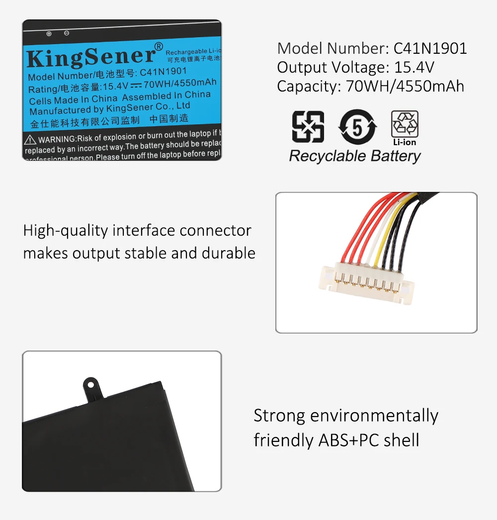 Bateria do Portátil de Kingsener C41n1901 70wh para Asus Zenbook Duo Ux481fa Ux481fl Ux481f Ux481fly Ux4000f Ux4000fl 0b20003520000 - Imagem 5