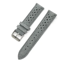 Premium Suede Leather Rally Racing Watch Strap with Quick Release Mechanism - 21mm (Grey)