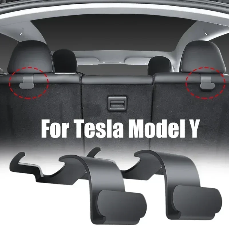 Car Seat Hooks for Tesla Model Y Juniper Launch Refresh Accessories 2 Pack Back Trunk Seat Headrest Organizer Handbag Bag Holder