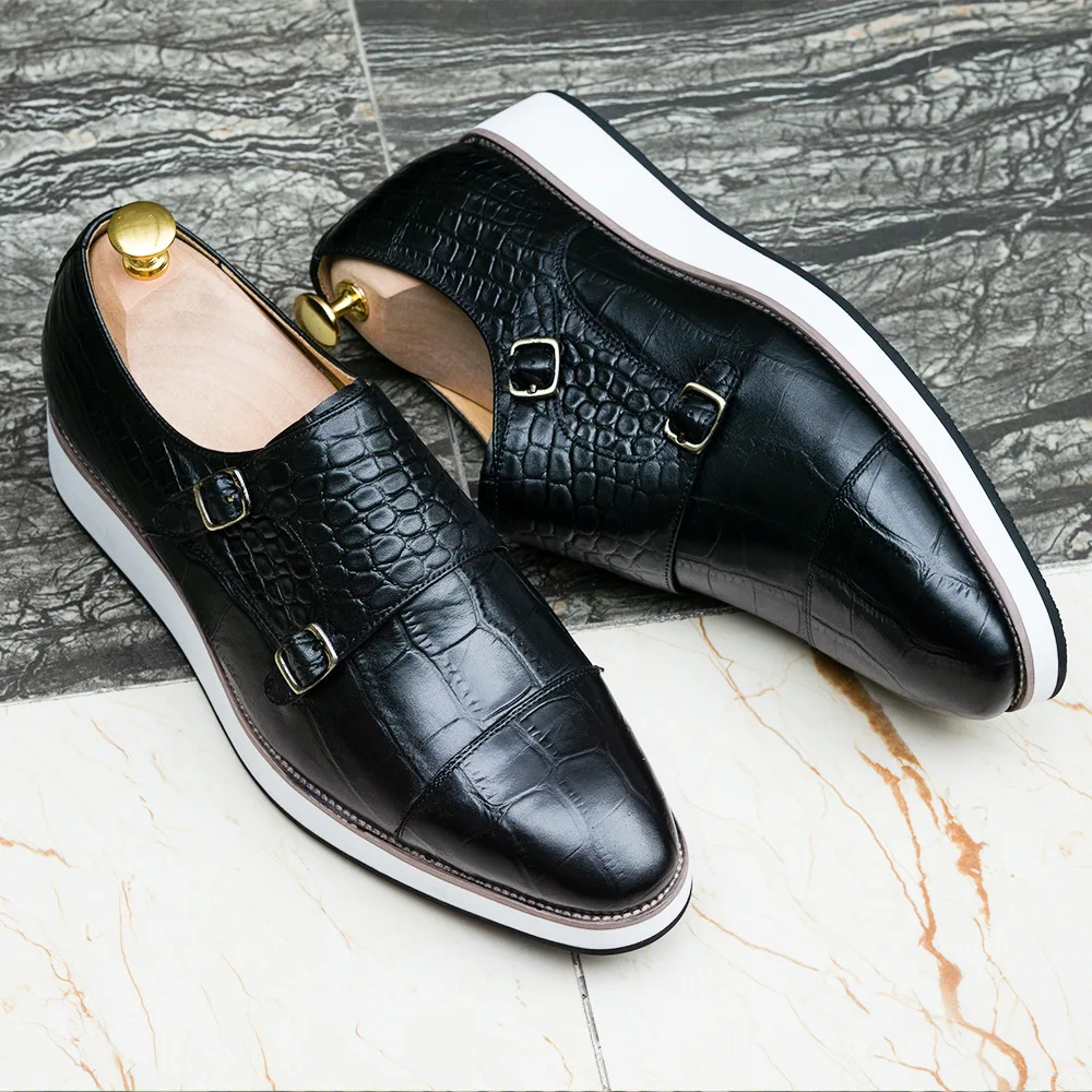 

luxe marque Genuine Cow Leather Men Causal Loafer Shoes Men's Flats Luxury Crocodile Pattern Patent Leather Slip on Formal A19