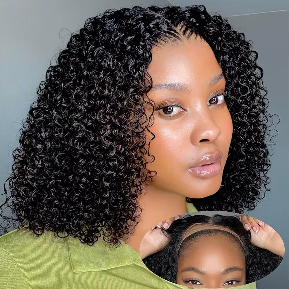250% Density Deep Wave Short Bob Wig Raw Human Hair 13x4 HD Lace Front Wig For Women Curly Brazilian Glueless Frontal Wig Water 1