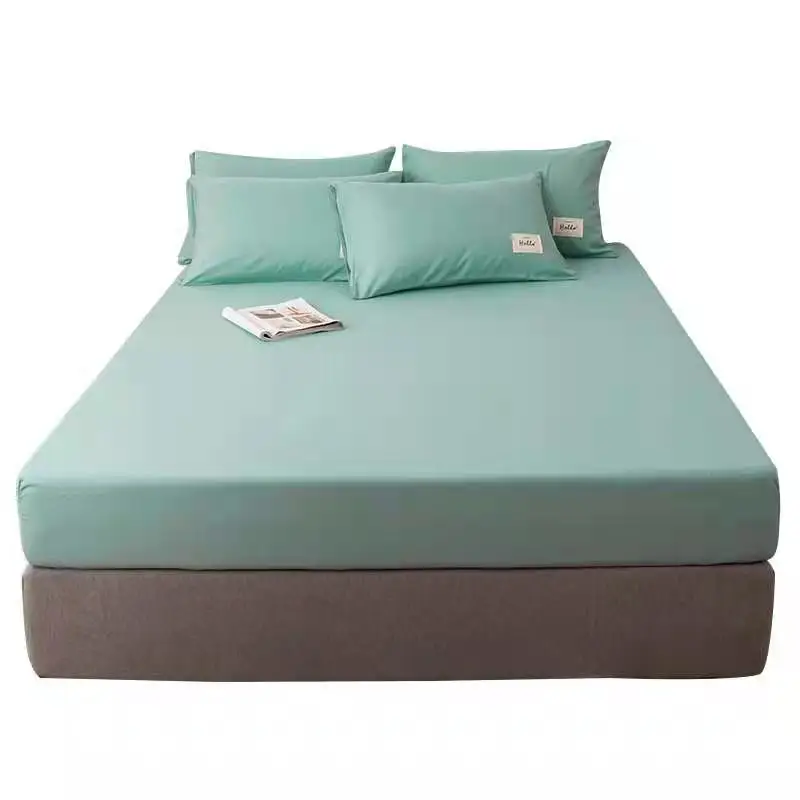 

Solid color fitted sheet, cotton bedspread, non slip mattress cover, hotel thickened Simmons protective cover