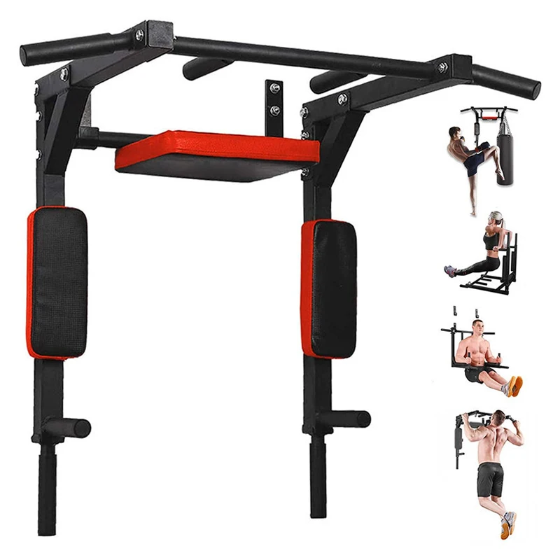 

Fitness StrengthTraining Horizontal Parallel Dip Station Wall Mounted Pull Up Chin Up Bar