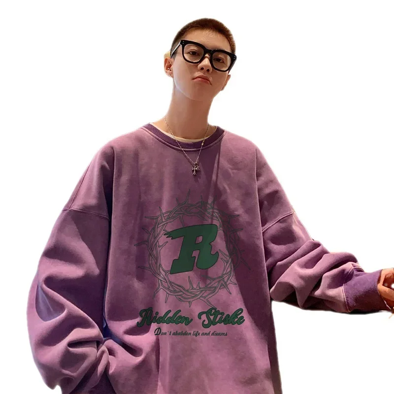 2024 Men Solid Color Sweatshirts Male  Long Sleeve Oversized Hoodies Streetwear Thicken Hooded Sweatshirts Casual Loose Clothing