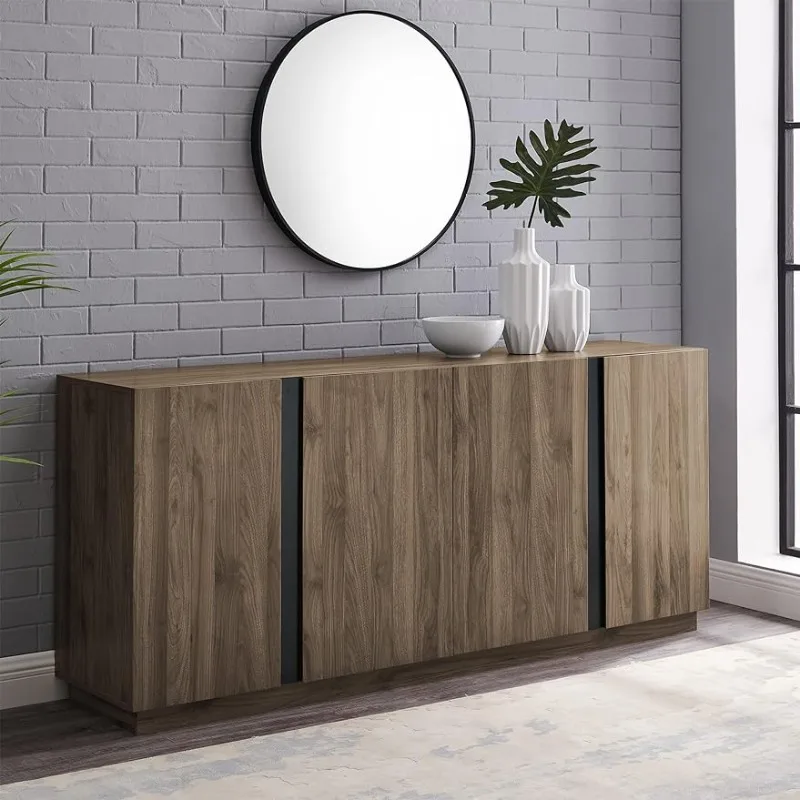 

Walker-Edison Liss Современный 4-дверный минималистский буфет, 70-дюймовый шифер, серый шкаф, китайский шкаф