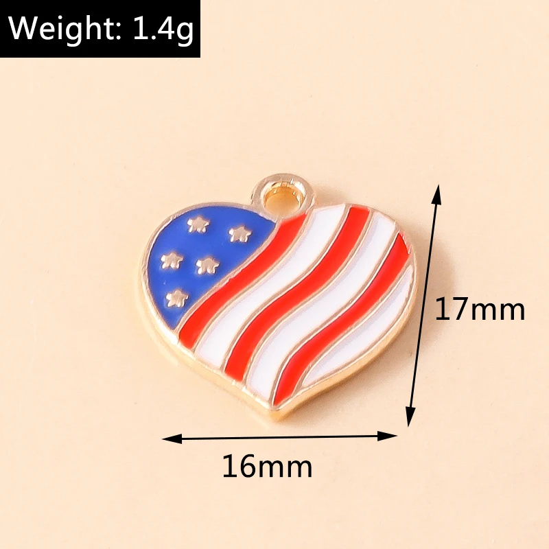 Leslie 10 Stück neue Emaille-Anhänger mit amerikanischer Flagge, Unabhängigkeitstag, USA-Flagge, Feierlichkeiten, Schmuck, Halskette, Armband, Ohrringe – Detail 21