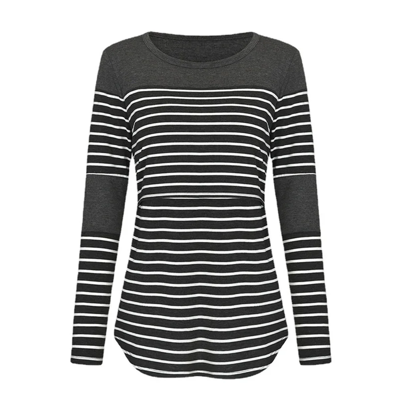Casual Womens Pregnant Maternity Clothes Nursing Tops Breastfeeding T-Shirt Pregnancy Maternity Breastfeeding Striped 5