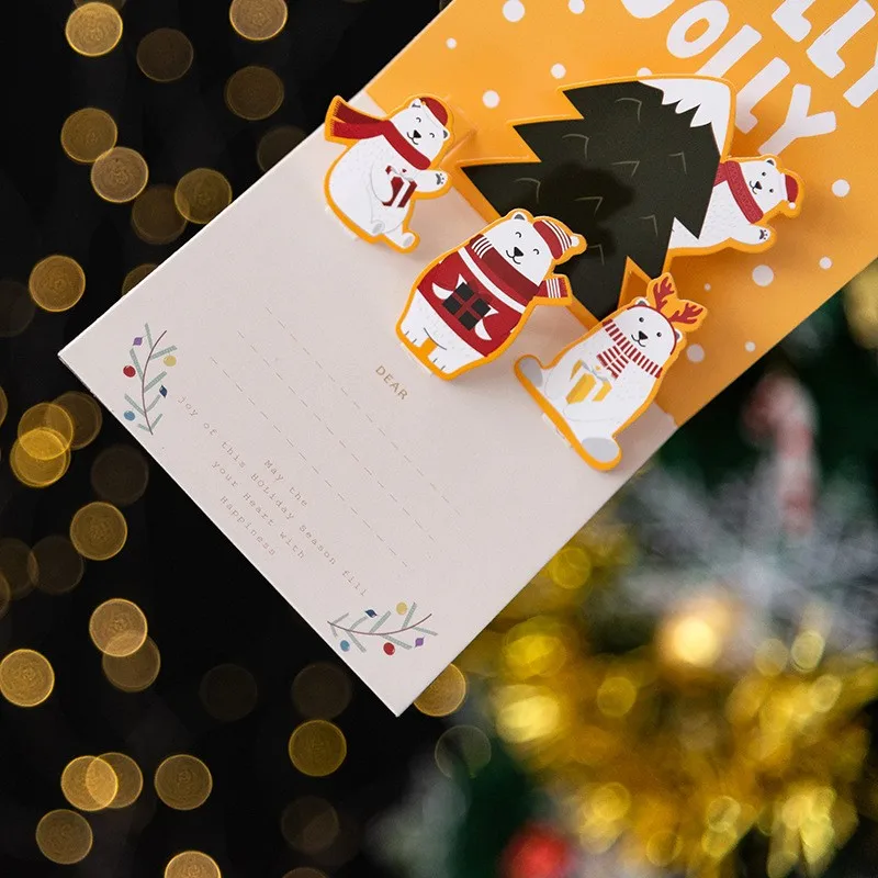3D Folding Merry Christmas Cards Snowman Santa Festival Greeting Card Xmas Decoration New Year Party Invitation Gift Postcard greeting cards