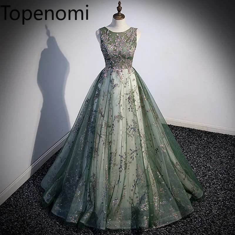

Женское вечернее платье без рукавов Topenomi, бальное платье из тюля с блестками и аппликацией, на шнуровке, бальное платье для выпускного вечера, 2024