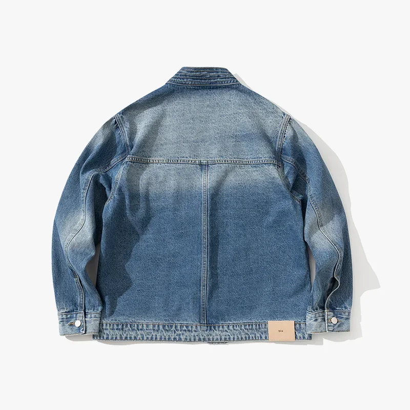 Men Metal Airplane Buckle Loose Casual Japanese Streetwear Fashion Vintage Denim Cargo Kimono Jacket Women Jeans Coat Outerwear 2
