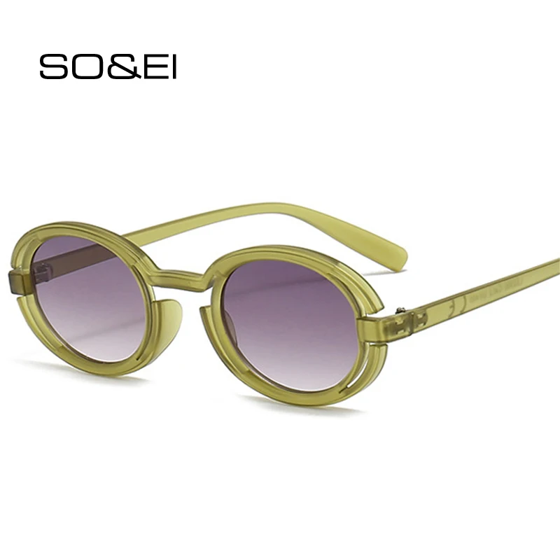 

SO&EI Fashion Small Oval Sunglasses Women Punk Shades UV400 Men Sun Glasses