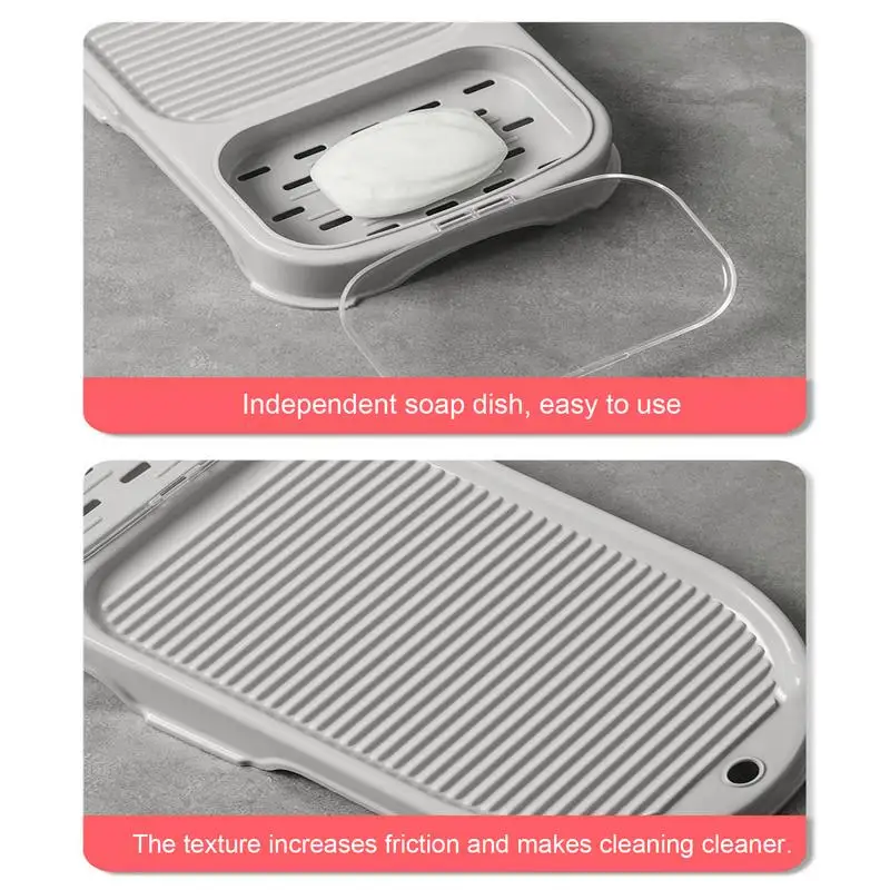 2-in-1 Wash Board Thickened Anti-Slip Hand Wash Laundry Boards For Dirty Clothes With Soap Holder Design For Underwear Cleaning