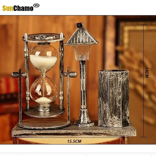 Vintage Hourglass Home Desktop Decor Students Night Light Souvenir Birthday Gifts for Children Sandglass Sand Clock