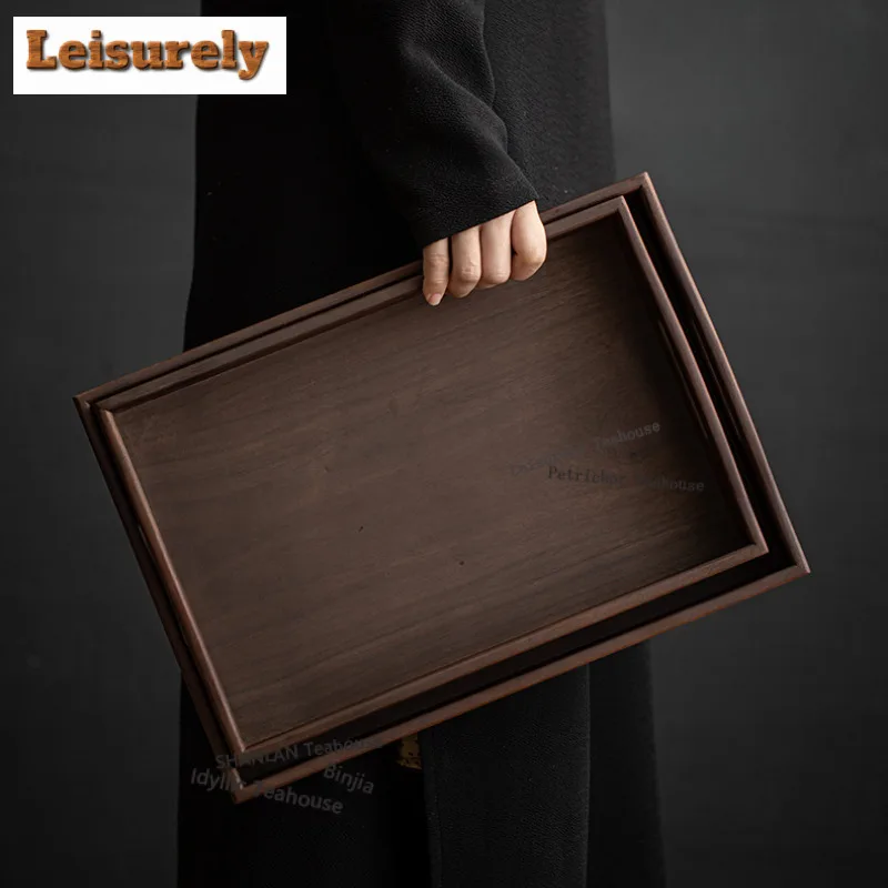 Walnut Double-ear Tea Tray Japanese Cuisine Table Coffee Storage Board Coffeeware Teaware Dishes For Serving Chinese Tea Set