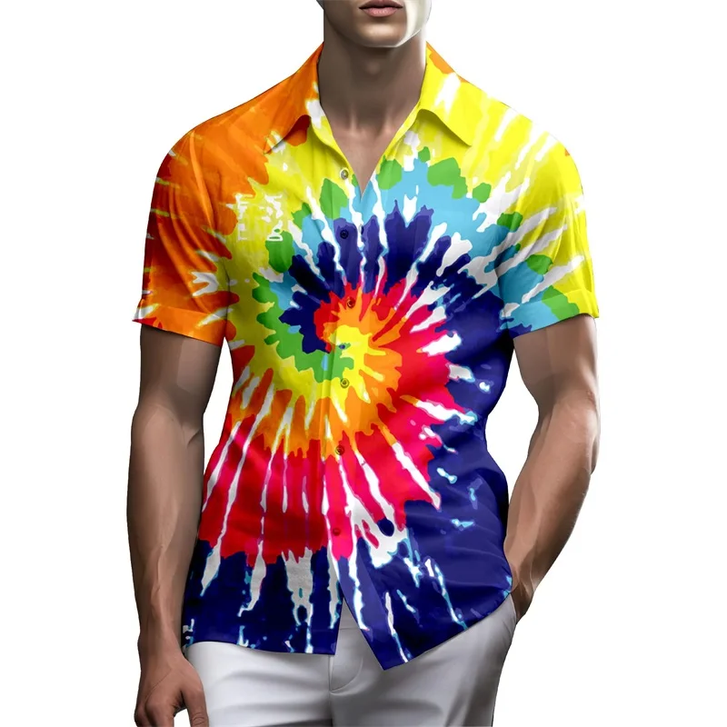 thumbnail image 1 of Camisas hawaianas con estampado 3D de flores y neón para hombre, camisas casuales de playa de gran tamaño con botones, ropa de diseñador de moda, camisas Aloho, 1 of 5