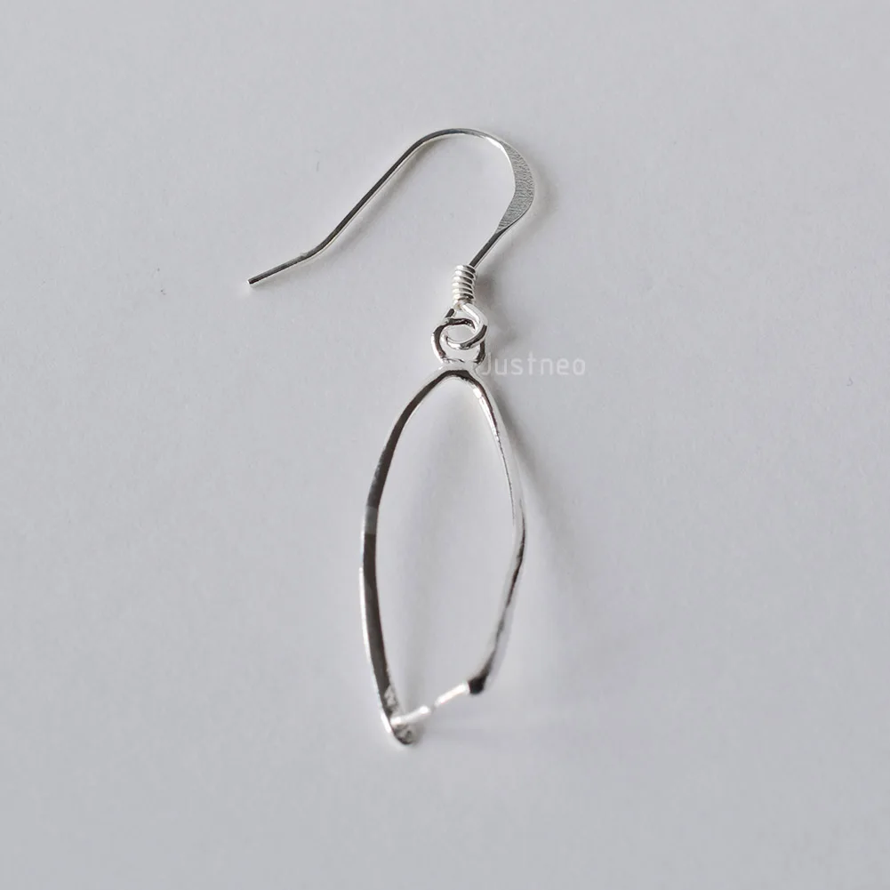 Solid .925 Sterling Silver Fish Hook Ear Wires with Pinch Bails, Silver  Pendant Clasp Earring Hooks for DIY Jewelry Making