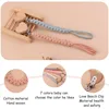 Handmade Crochet Cotton Baby Pacifier Chain Wooden Heart Shape Dummy Holder Clip For Teething Nursing Chewing Toys Shower Gift 4