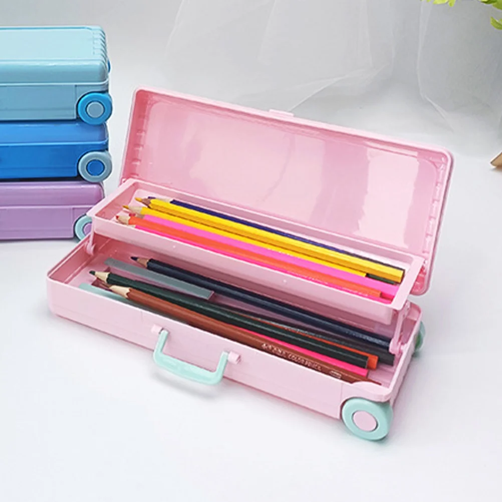 

Pencil Case Student Pen Box Double Layer Pencil Case Stationery Storage Box for School