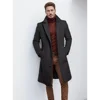New men's coat warm mid-length solid color autumn and winter coat youth daily men's coat 1