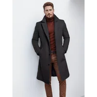 New men's coat warm mid-length solid color autumn and winter coat youth daily men's coat 1