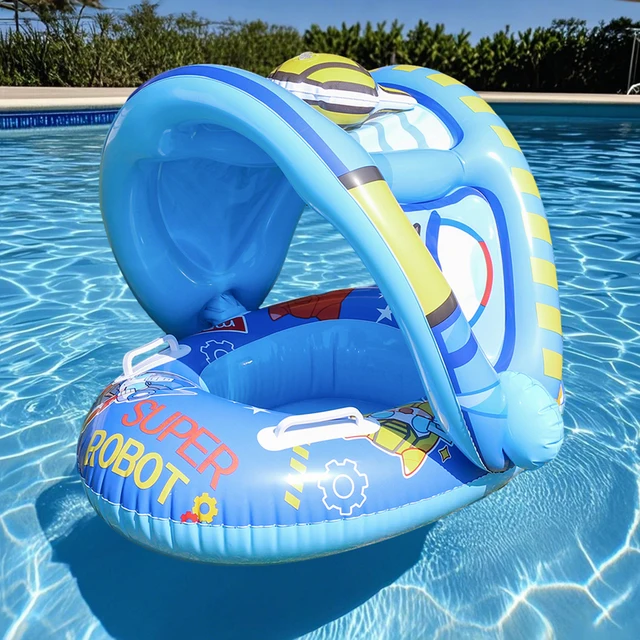 1PC Thickened Inflatable Canopy Seat Ring with Handles, Summer Pool Float for Underarm Use, Perfect for Beach and Pool Parties 4
