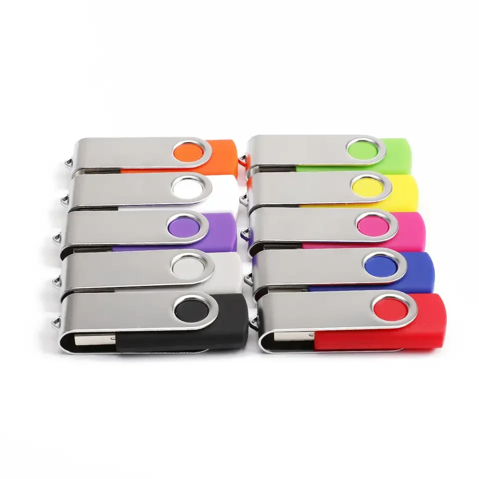 USB 2.0 플래시 스틱 펜 드라이브 스토리지 USB 드라이브, 금속 로터리 클램프, 4GB, 8GB, 16GB, 32GB, 64GB, 128GB, 100 개/로트