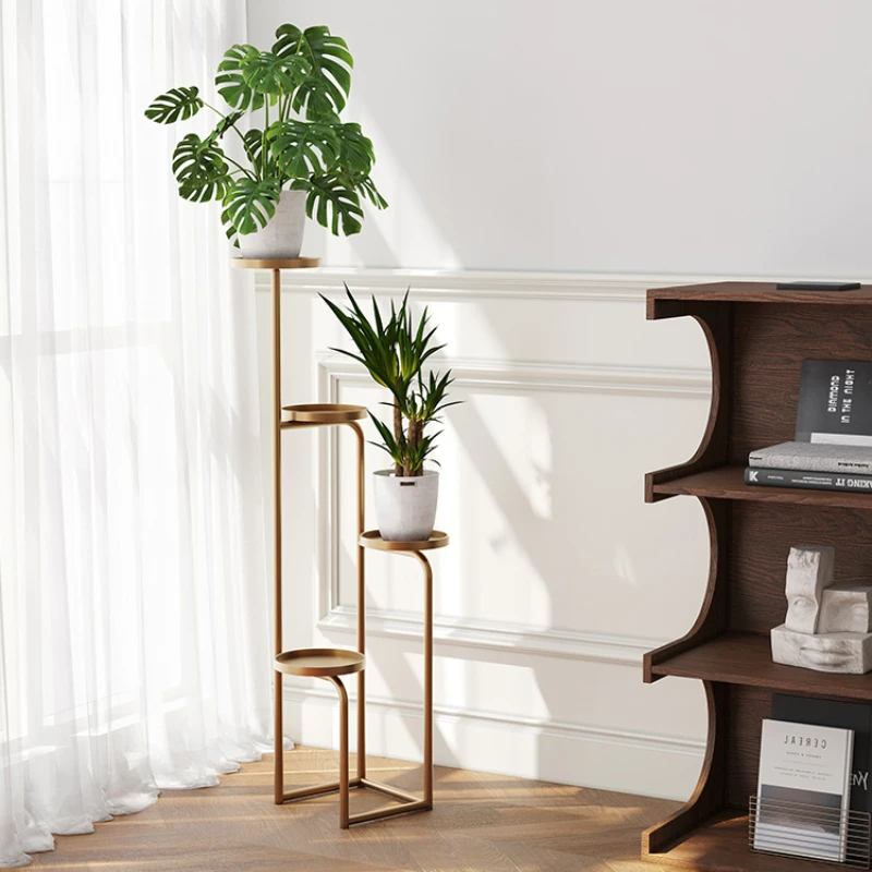 Nordic Creative Flower Stand Iron Plant Shelf Balcony Minimalist Floor Standing Pot Holder Stylish Display Rack for Succulents