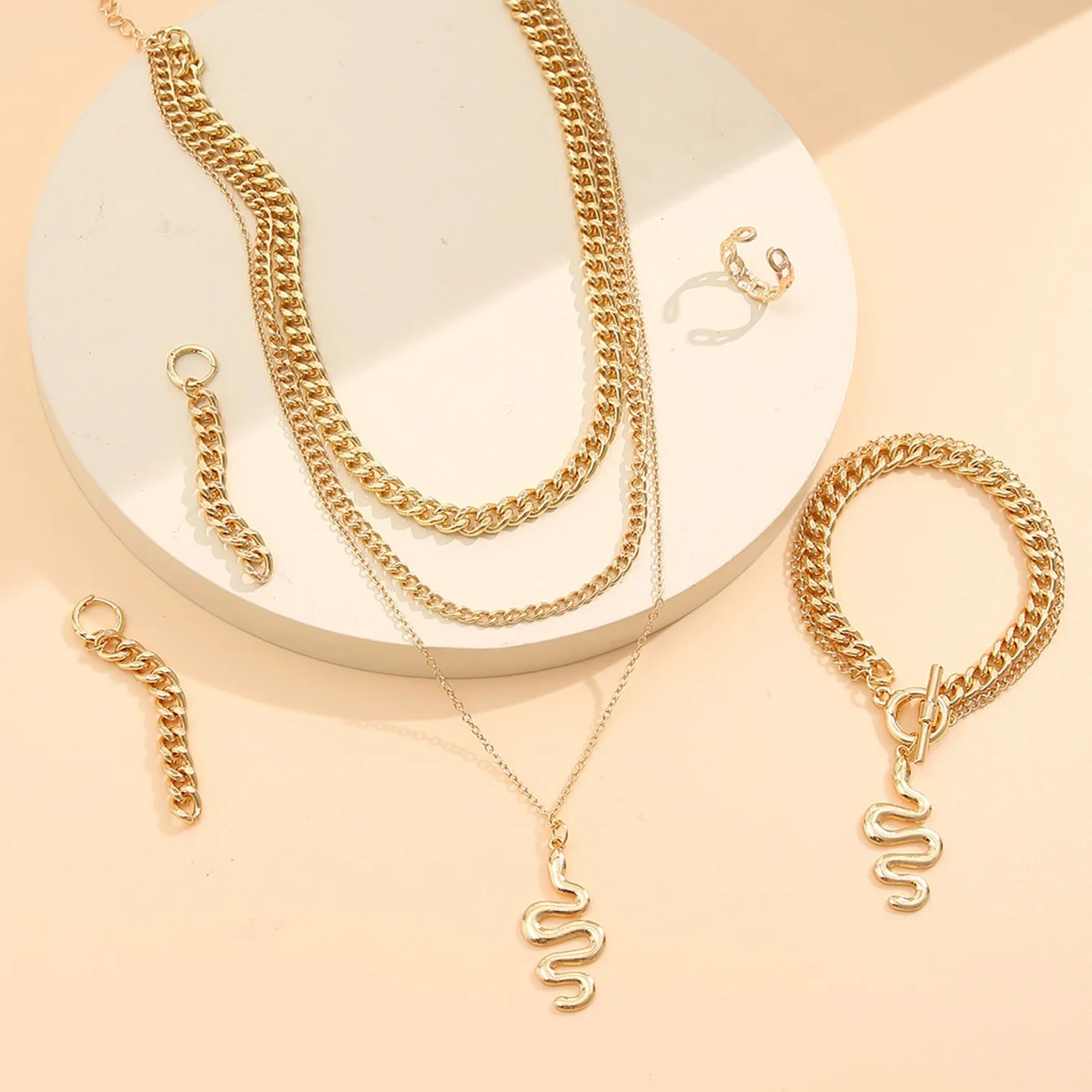 Jewelry sets jewelry set New serpentine jewelry four-piece set creative wedding ring earring bracelet necklace set