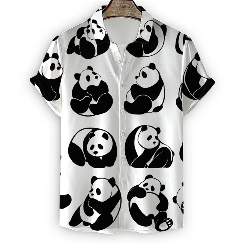 

Мужская рубашка с 3D-принтом гигантской панды, Летняя мужская рубашка с принтом, повседневная женская повседневная одежда с коротким рукавом, Топ