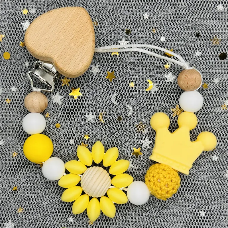 Baby With Name Baby Pacifier Clip Silicone Flower Nipple Holder Clip Chain Silicone Pacifier For Teether Toy New