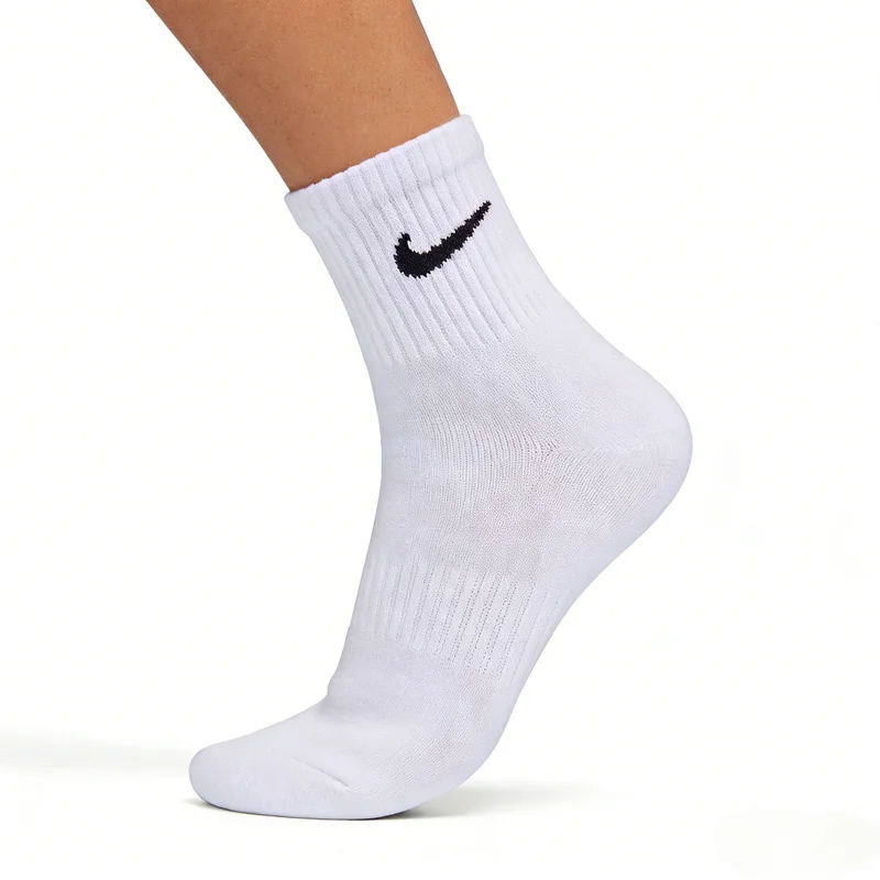 Nike Casual Cushioned Mid-Cut Basketball Socks Unisex Combo Pack White SX7667-100