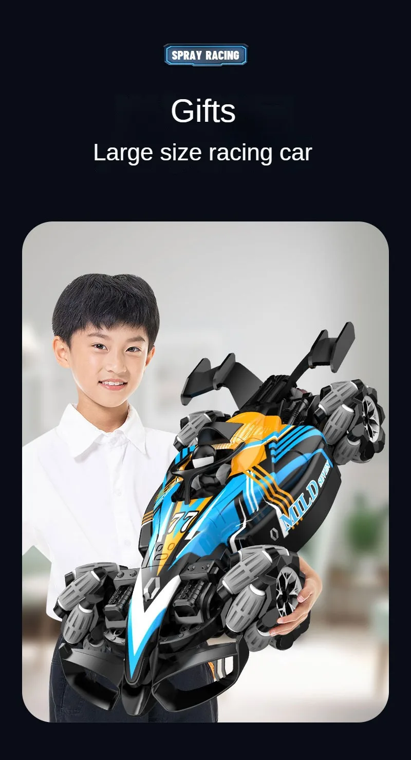 F1 Rc Drift Car With Music Led Lights, 2.4G Radio Controlled Double-Row 4Wd Stunt Cars, Electric Toys For Kids