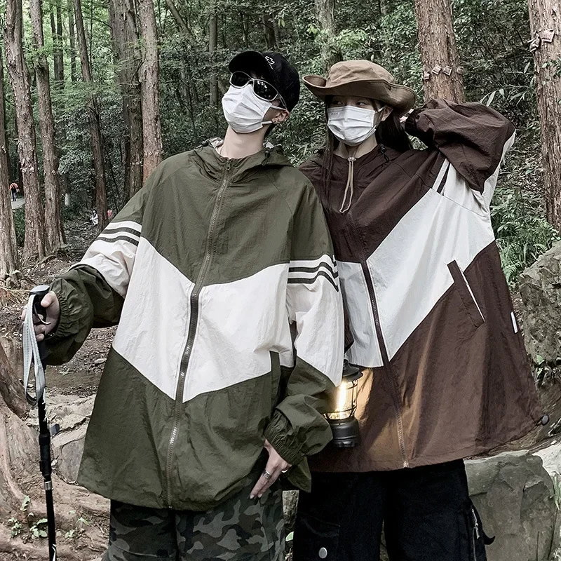 mountaineering sunscreen clothing mens summer ice silk thin shading sun-protective clothing sports quick-drying hooded coat.