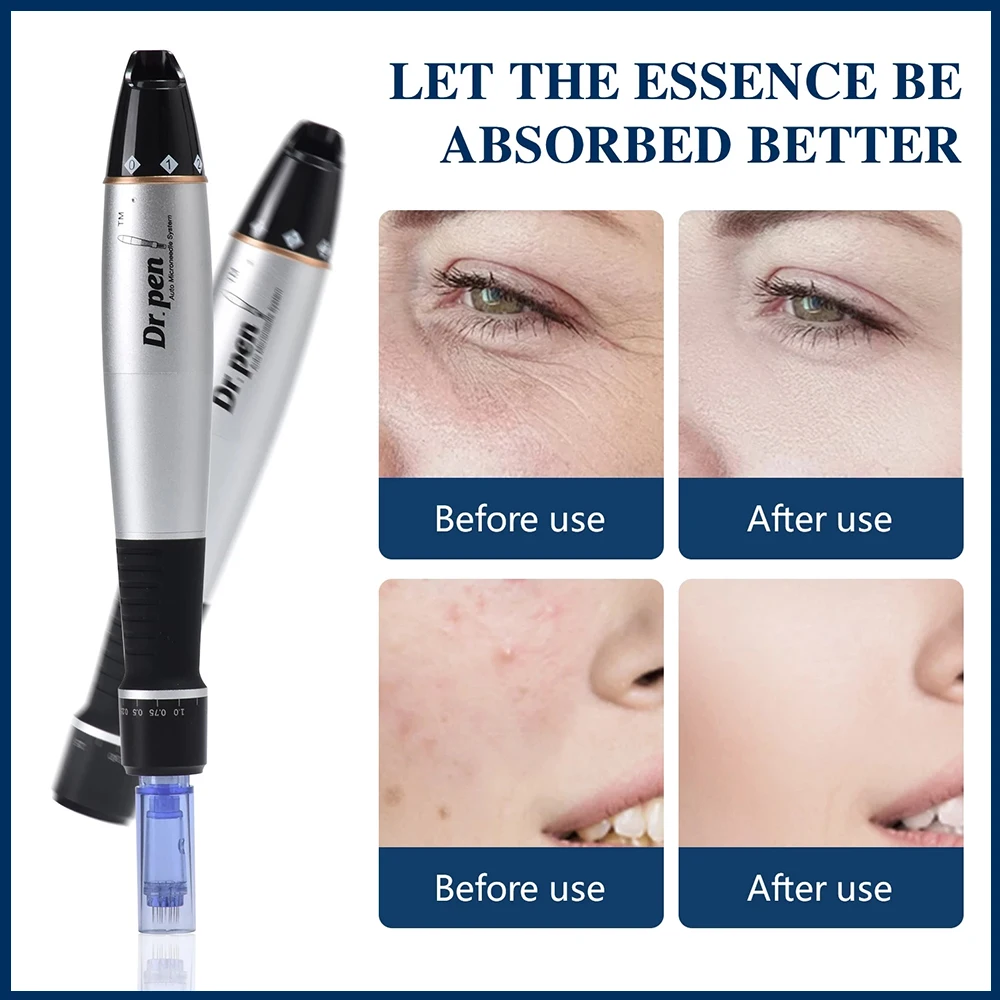 Dr Pen Ultima A1 With 12Pcs Needle Kit Profesional Derma Pen Wired Microneedling Derma Facial-microneedling derma pen