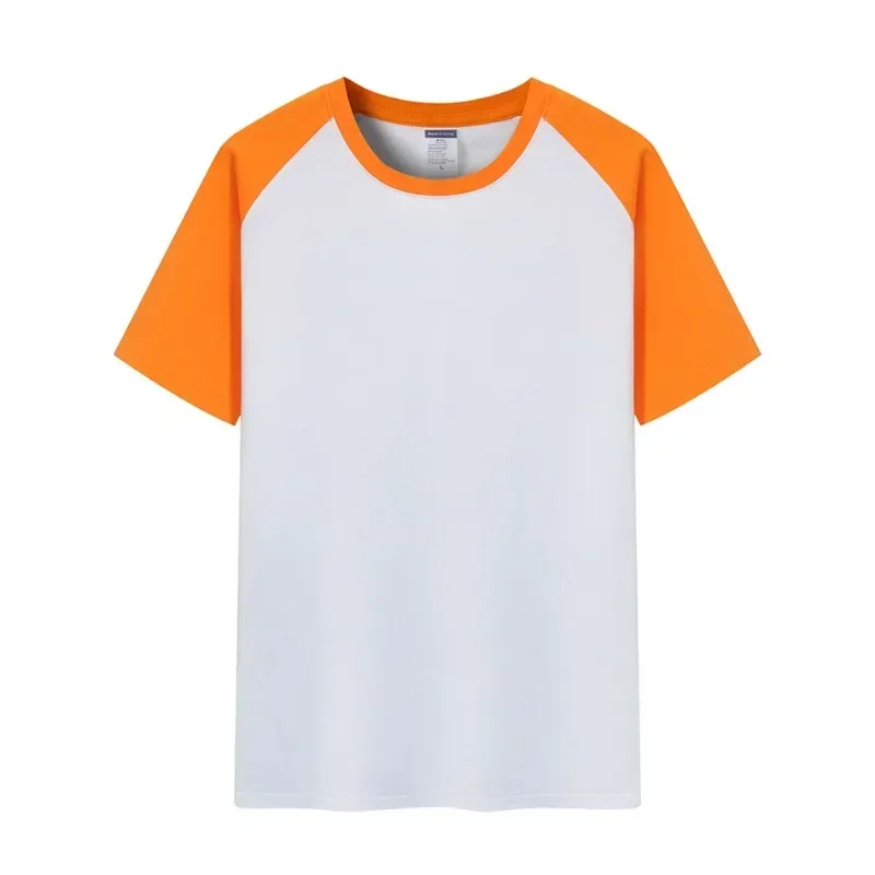 Summer Dad Mom & Kid Raglan Sleeve Patchwork T-Shirt Family Matching Outfits Loose Short Sleeve Cotton Top DIY Custom LOGO Image 5