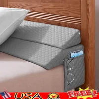 Queen Size Bed Wedge Pillow Bed Gap Filler High Density Foam Adjustable Headboard Support Cushion Removable Cover Comfort and 1