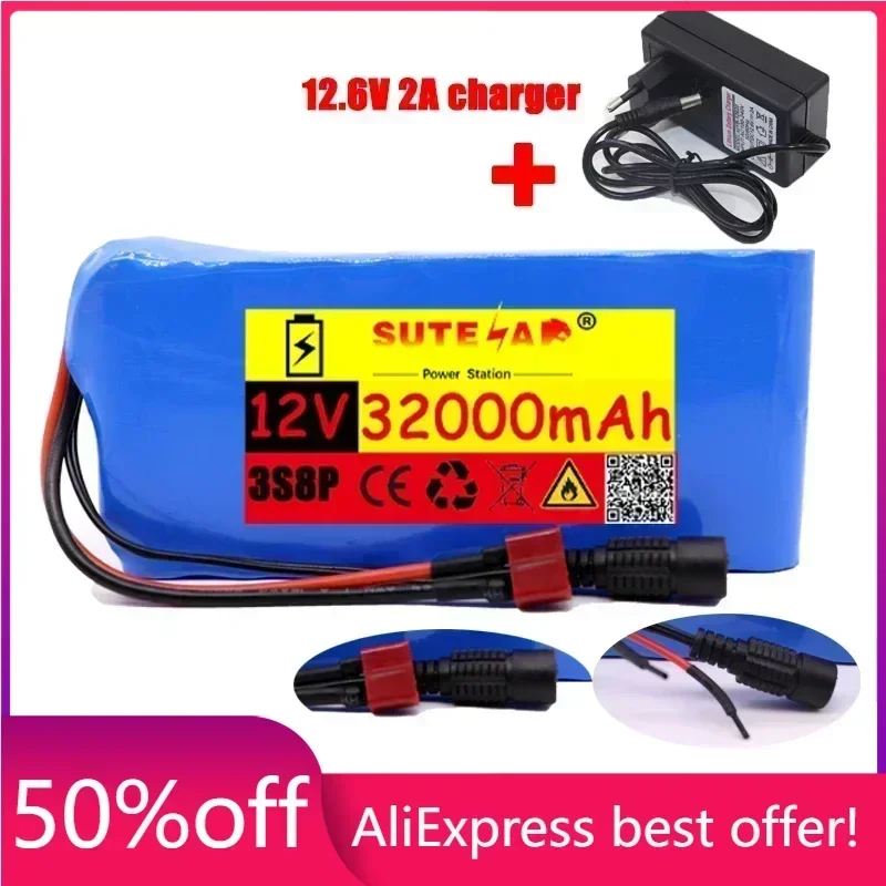 

18650 lithium battery pack, 12v3200mah 3s8p + BMS protection board + 12.6v2a CHARGER + FREE SHIPPING