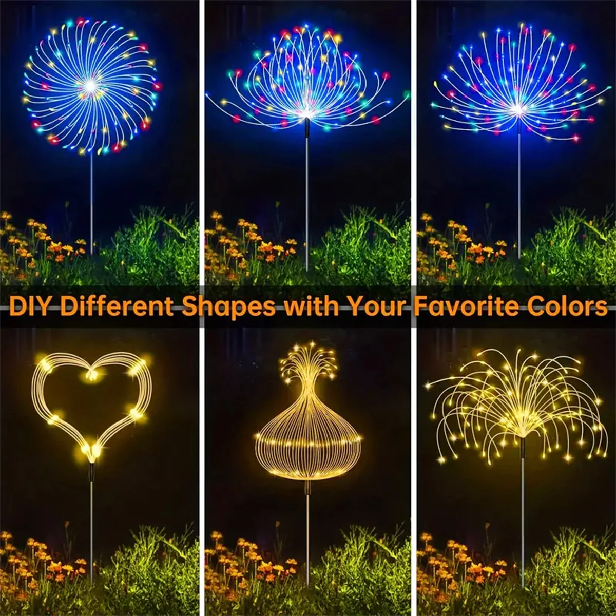 Solar Garden Lights Outdoor Waterproof Solar Firework Light LED Fairy Lights  420/300/200/60 LED For Yard Walkway Garden Lawn 4