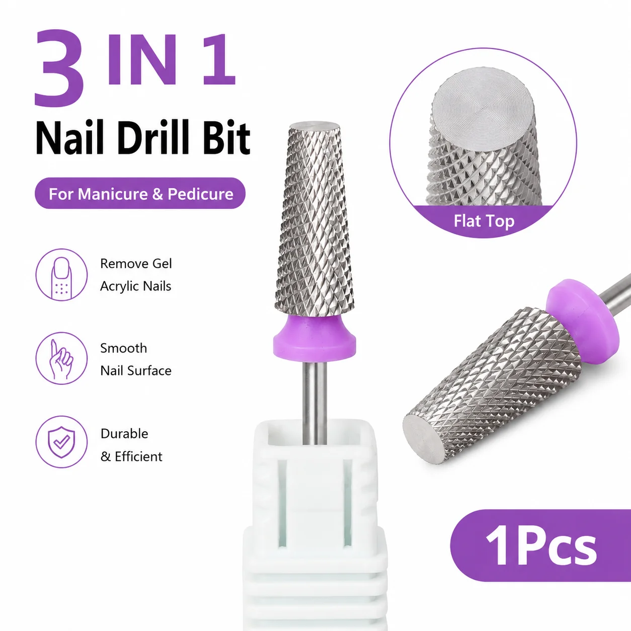 Versatile Nail Art Tool: Metal Cone Drill Bit for Gel and Acrylic Polish Removal