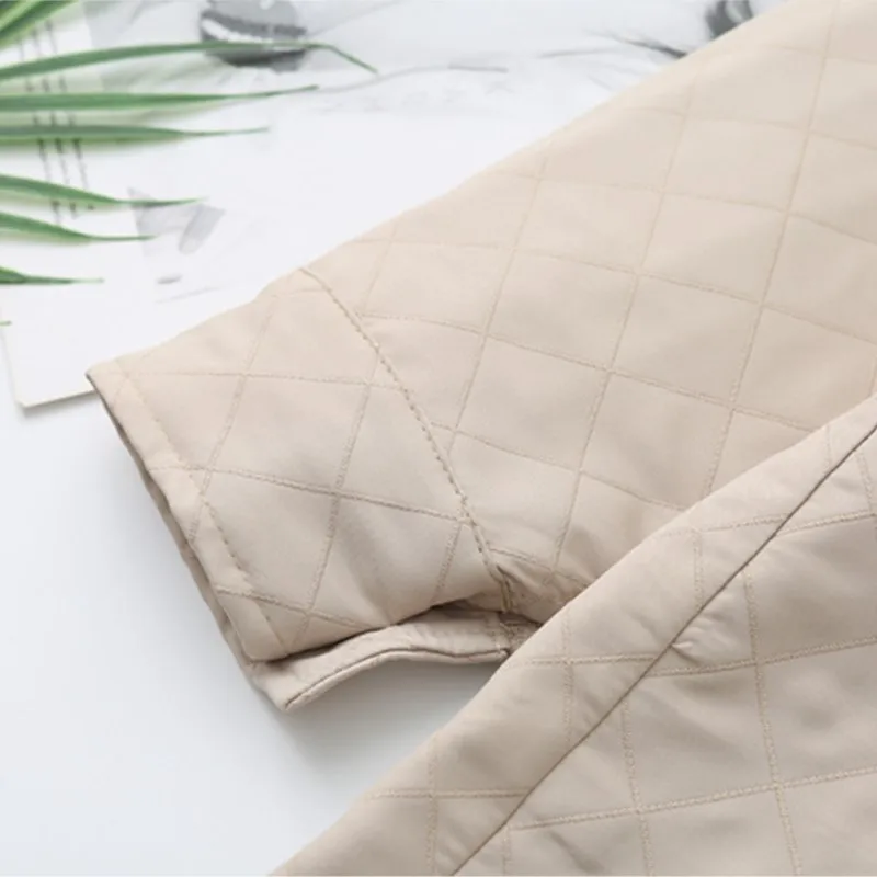 Womens Plus Size Quilted Jacket Autumn Casual Clothing Fashion Argyle Shirt Outwear Curve Thin Coats F53 2315