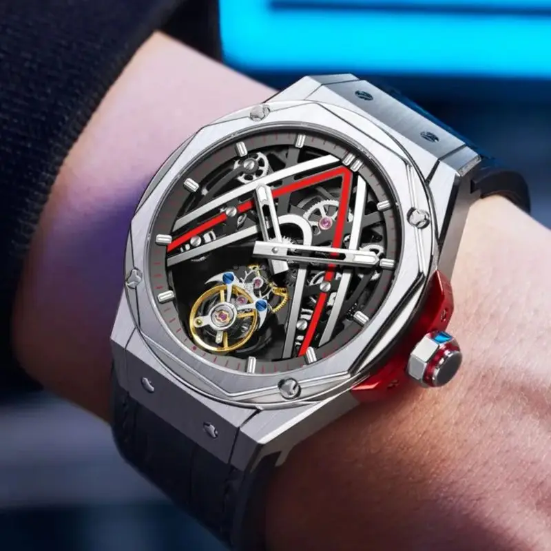 AESOP Flying Tourbillon Watch for Men Skeleton Automatic Tourbillon Movement Mechanical Wrist Watches Mens Fashion Sapphire