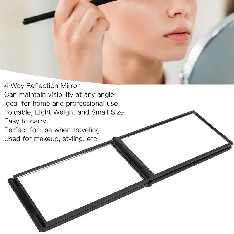 Retractable Adjustable Trifold Mirror Self Hairdressing Shaving Makeup Three-fold Mirror Hands-free Diy Haircut Tool Accessories