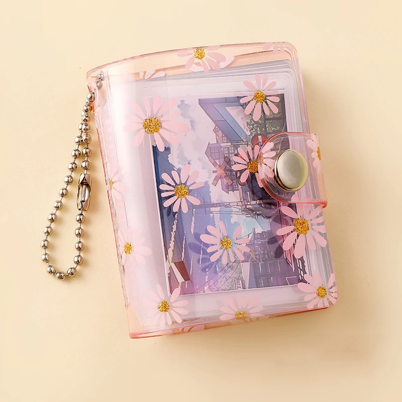 

1PC Pockets Portable Key Chain Jewelry Photos Holder 1/2 Inch Mini Photo Albums For Photos Cards Small Album Book Card Holder
