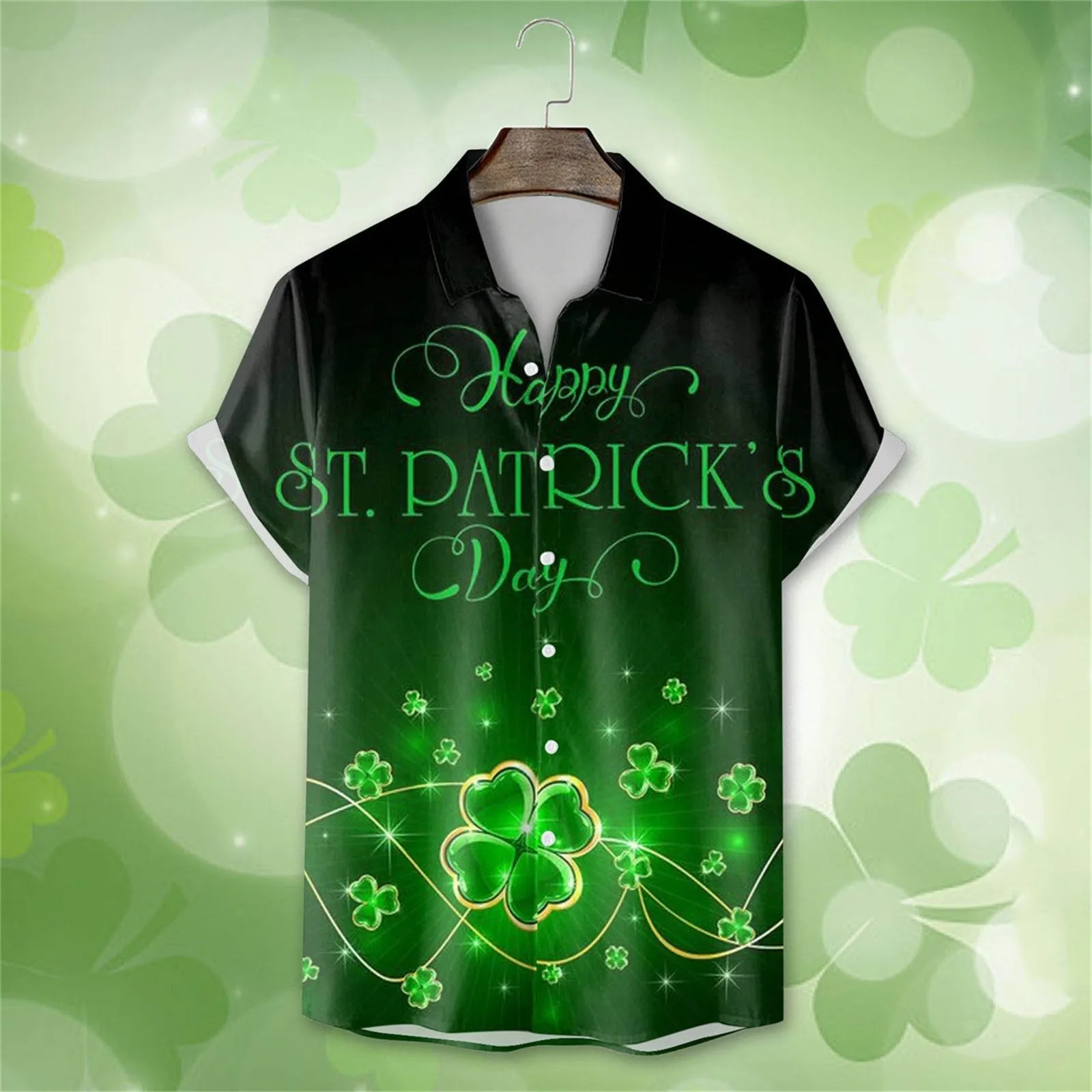 

Мужская рубашка на пуговицах, с коротким рукавом и 3D-принтом