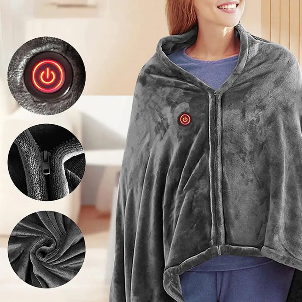 Washable Electric Sweater Blanket Usb Blanket Sweater for Women Men Soft Flannel Shawl with Adjustable Heating Winter Indoor usb electric blanket soft thicker heater bed warmer machine washable thermostat electric heating mat for home office 60 80cm