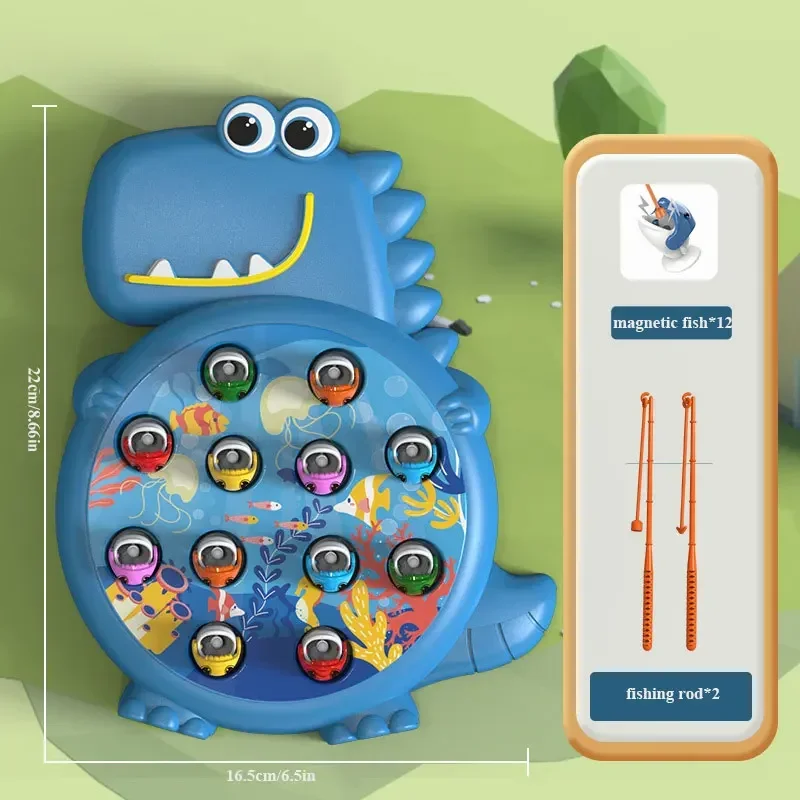 Dinosaur Simple Magnetic Fishing Toys Play Rod Game Toys Child Baby Montessori with Rod Kids Educational Rotating Gift Boy Girls 6
